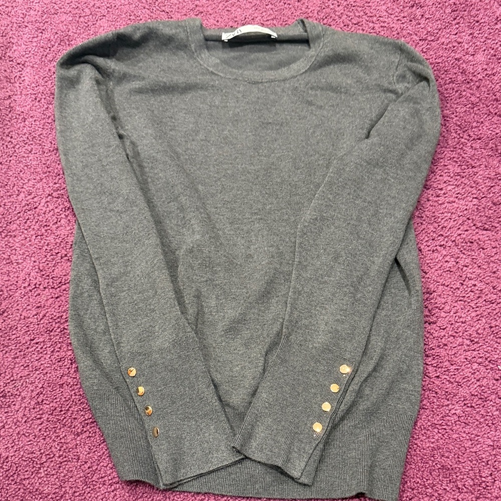 Zara Charcoal Sweater with Gold Button Details